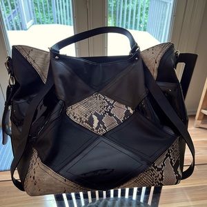Big Buddha black and snakeskin mixed media bag NWOT